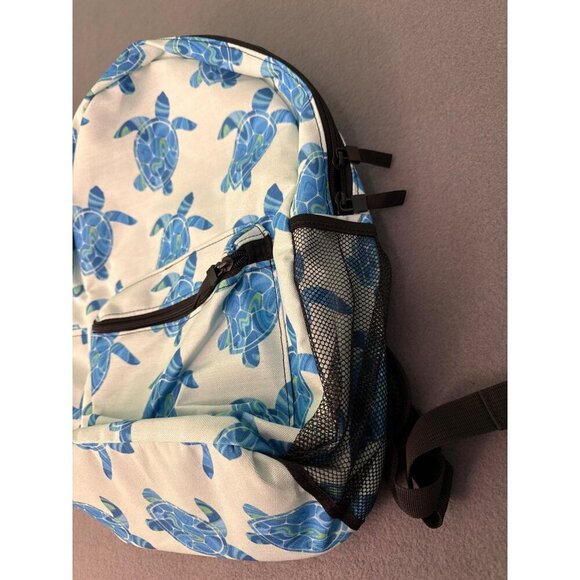Sea Turtle Print Backpack With Mesh Side Pocket & Multiple Compartments - Picture 2 of 5
